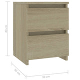 Bedside Cabinets 2 pcs Sonoma Oak 30x30x40 cm Engineered Wood - Close-Up Angle