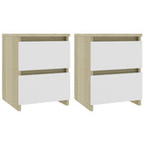 Bedside Cabinets 2 pcs White and Sonoma Oak 30x30x40 cm Engineered Wood