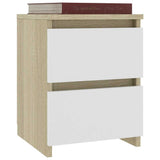 Bedside Cabinets 2 pcs White and Sonoma Oak 30x30x40 cm Engineered Wood