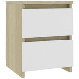 Bedside Cabinets 2 pcs White and Sonoma Oak 30x30x40 cm Engineered Wood