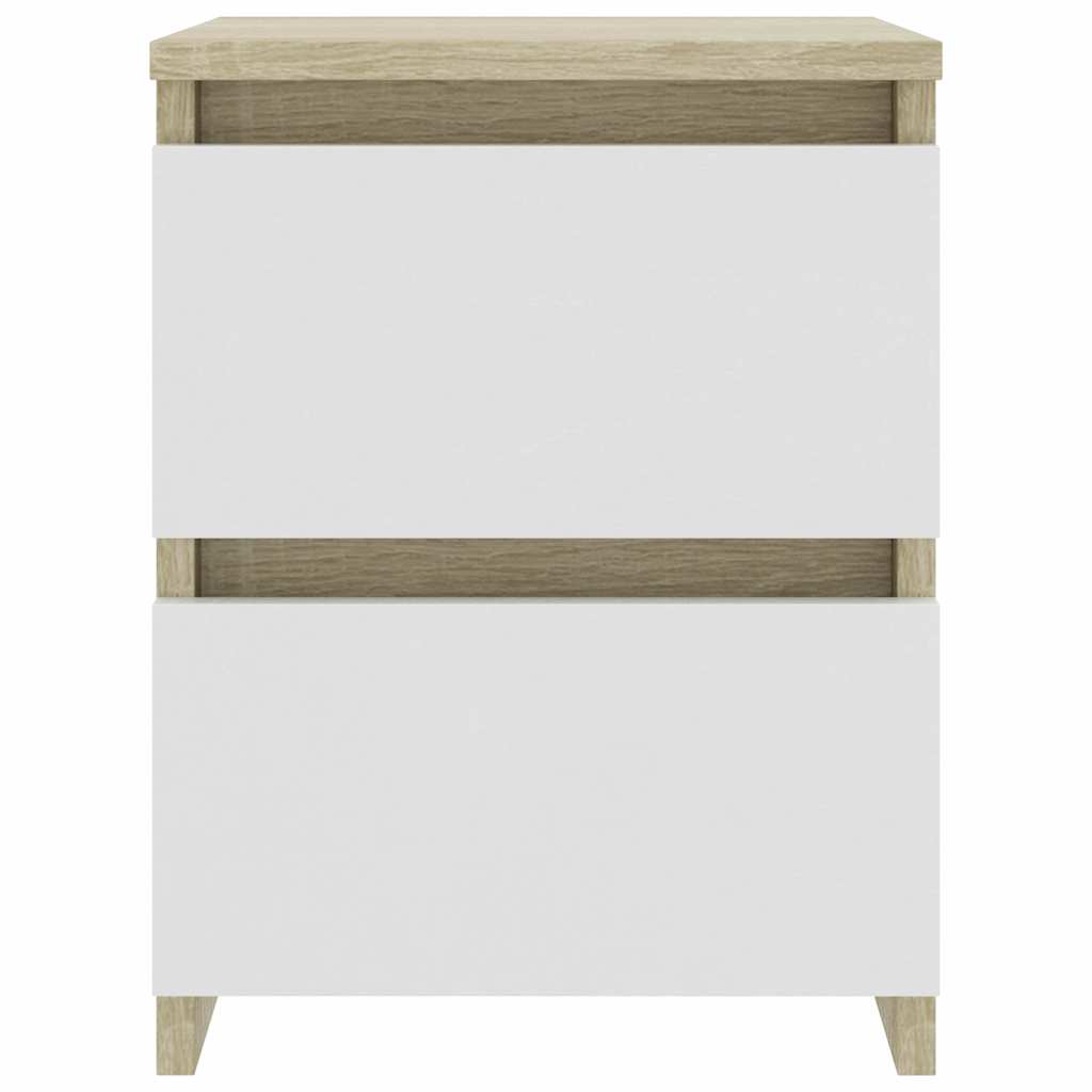 Bedside Cabinets 2 pcs White and Sonoma Oak 30x30x40 cm Engineered Wood