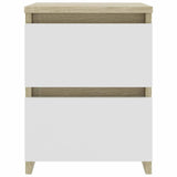 Bedside Cabinets 2 pcs White and Sonoma Oak 30x30x40 cm Engineered Wood - 45-Degree Angle