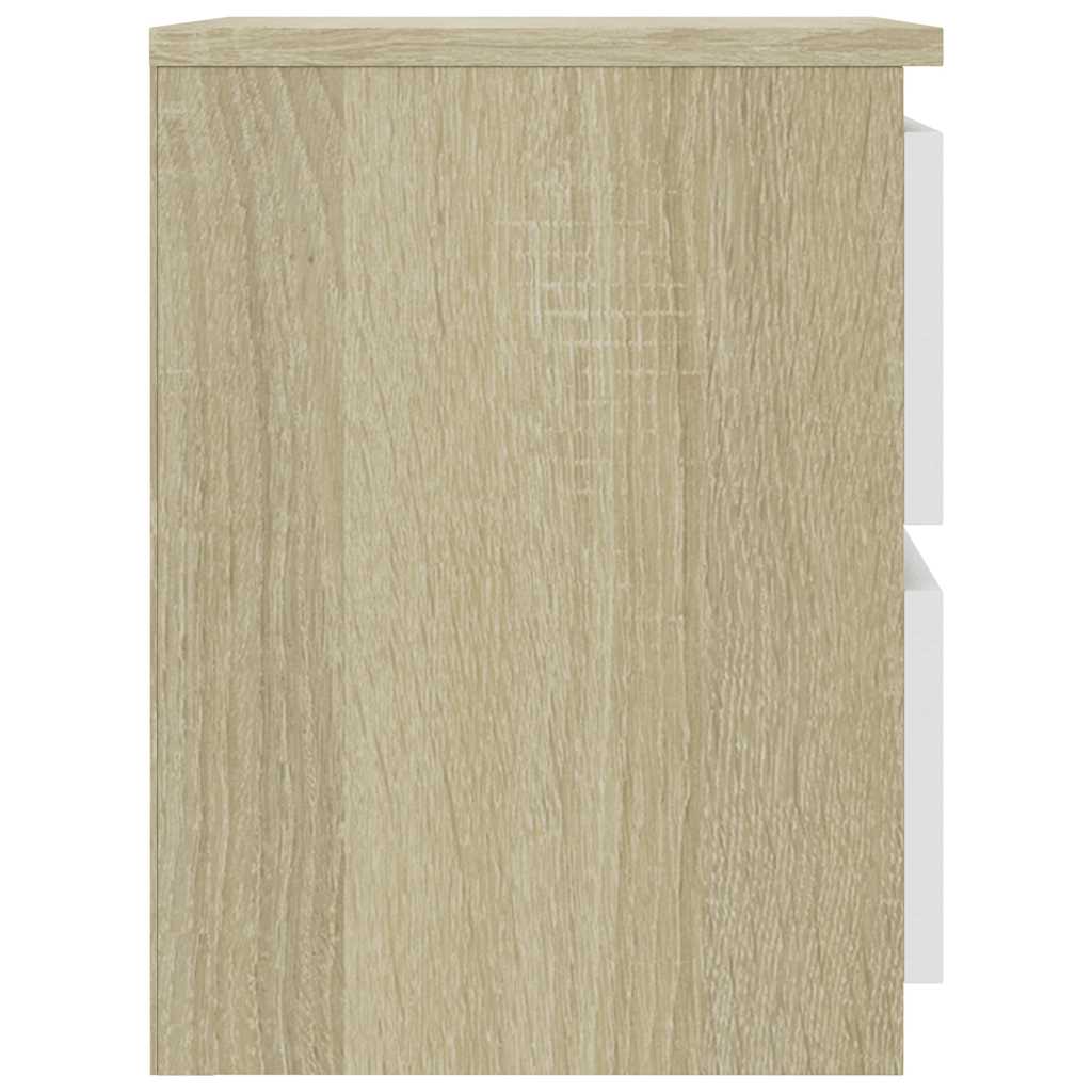 Bedside Cabinets 2 pcs White and Sonoma Oak 30x30x40 cm Engineered Wood