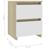 Bedside Cabinets 2 pcs White and Sonoma Oak 30x30x40 cm Engineered Wood