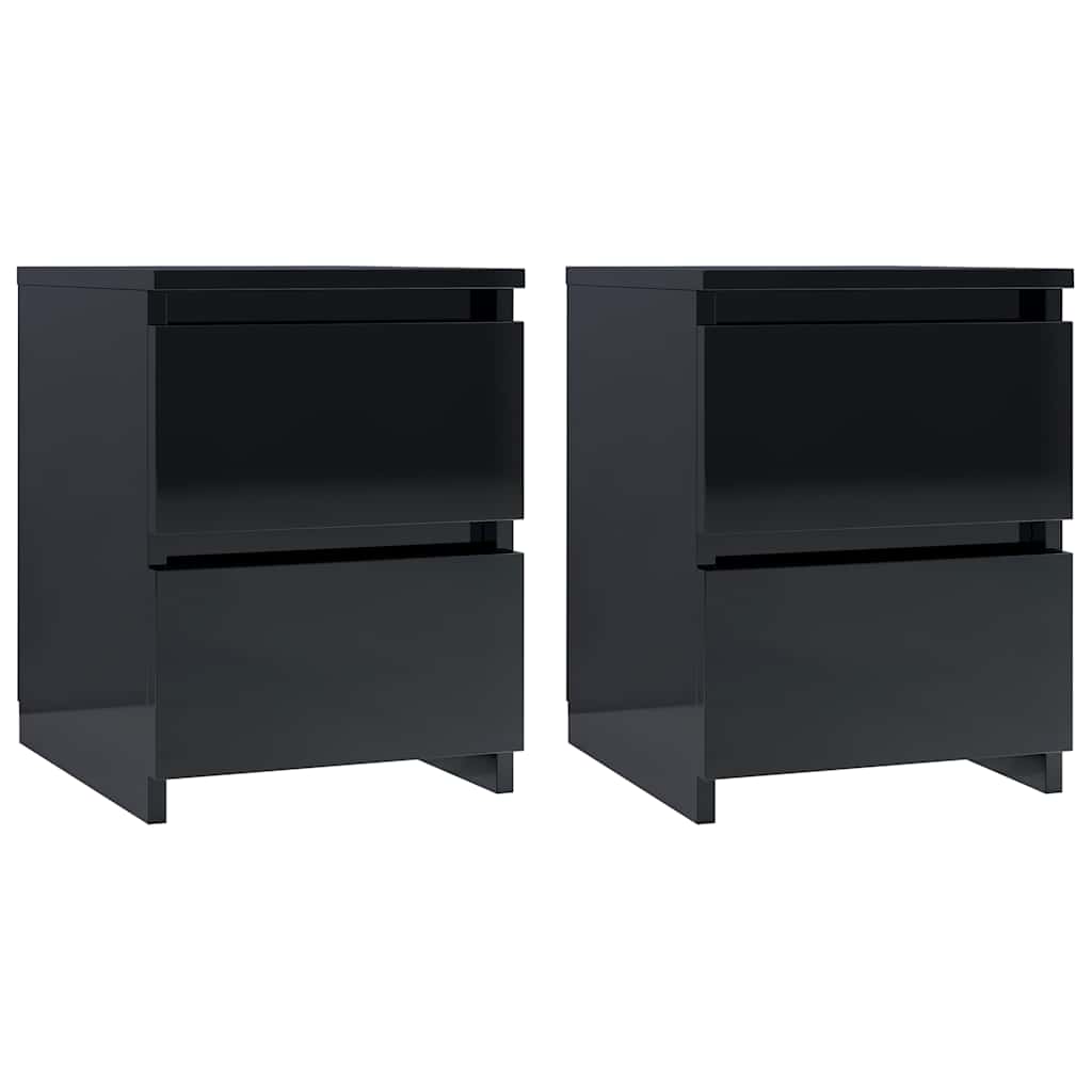 Bedside Cabinets 2 pcs High Gloss Black 30x30x40 cm Engineered Wood