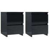Bedside Cabinets 2 pcs High Gloss Black 30x30x40 cm Engineered Wood - Front View