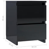 Bedside Cabinets 2 pcs High Gloss Black 30x30x40 cm Engineered Wood - Close-Up Angle
