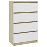 Sideboard White and Sonoma Oak 60x35x98.5 cm Engineered Wood