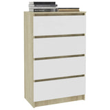 Sideboard White and Sonoma Oak 60x35x98.5 cm Engineered Wood - Side View