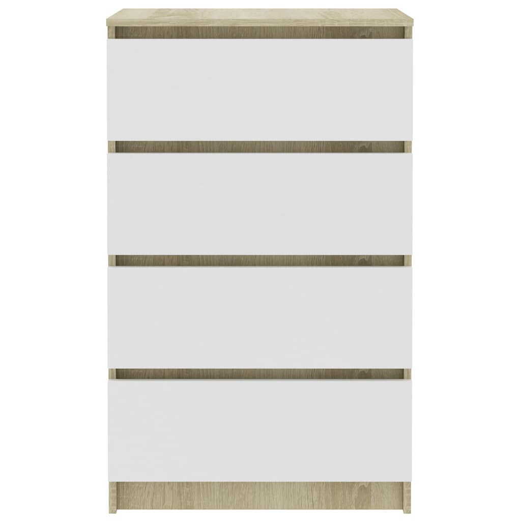 Sideboard White and Sonoma Oak 60x35x98.5 cm Engineered Wood