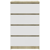 Sideboard White and Sonoma Oak 60x35x98.5 cm Engineered Wood