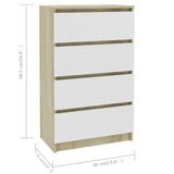 Sideboard White and Sonoma Oak 60x35x98.5 cm Engineered Wood