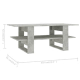 Coffee Table Concrete Grey 110x55x42 cm Engineered Wood - Rear View