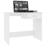 Desk White 100x50x76 cm Engineered Wood - Side View