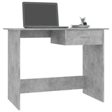 Desk Concrete Grey 100x50x76 cm Engineered Wood - Side View