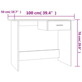 Desk Concrete Grey 100x50x76 cm Engineered Wood