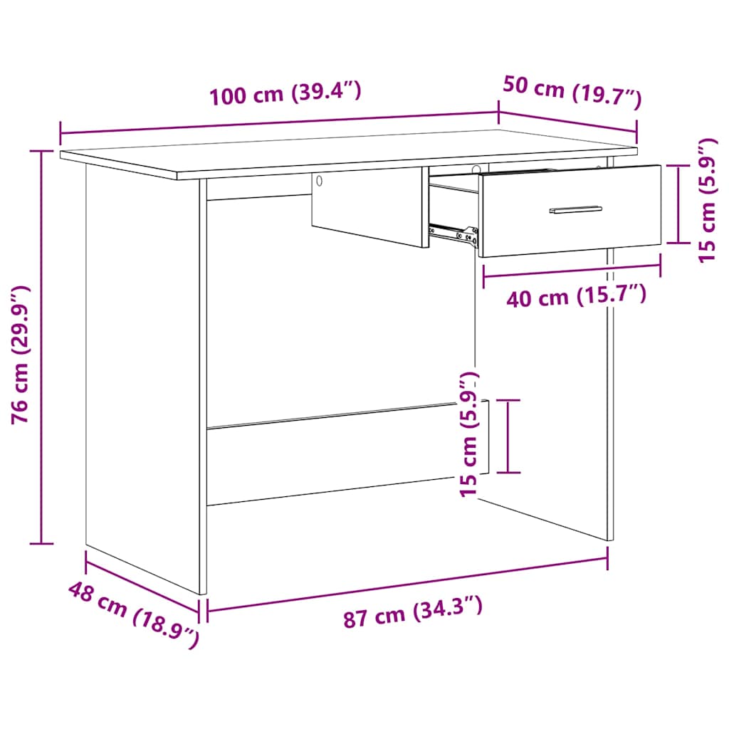 Desk White and Sonoma Oak 100x50x76 cm Engineered Wood