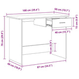 Desk White and Sonoma Oak 100x50x76 cm Engineered Wood