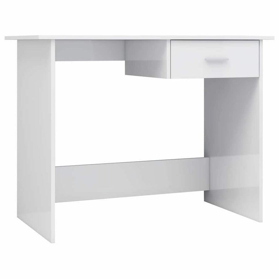 Desk High Gloss White 100x50x76 cm Engineered Wood
