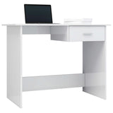 Desk High Gloss White 100x50x76 cm Engineered Wood - Side View