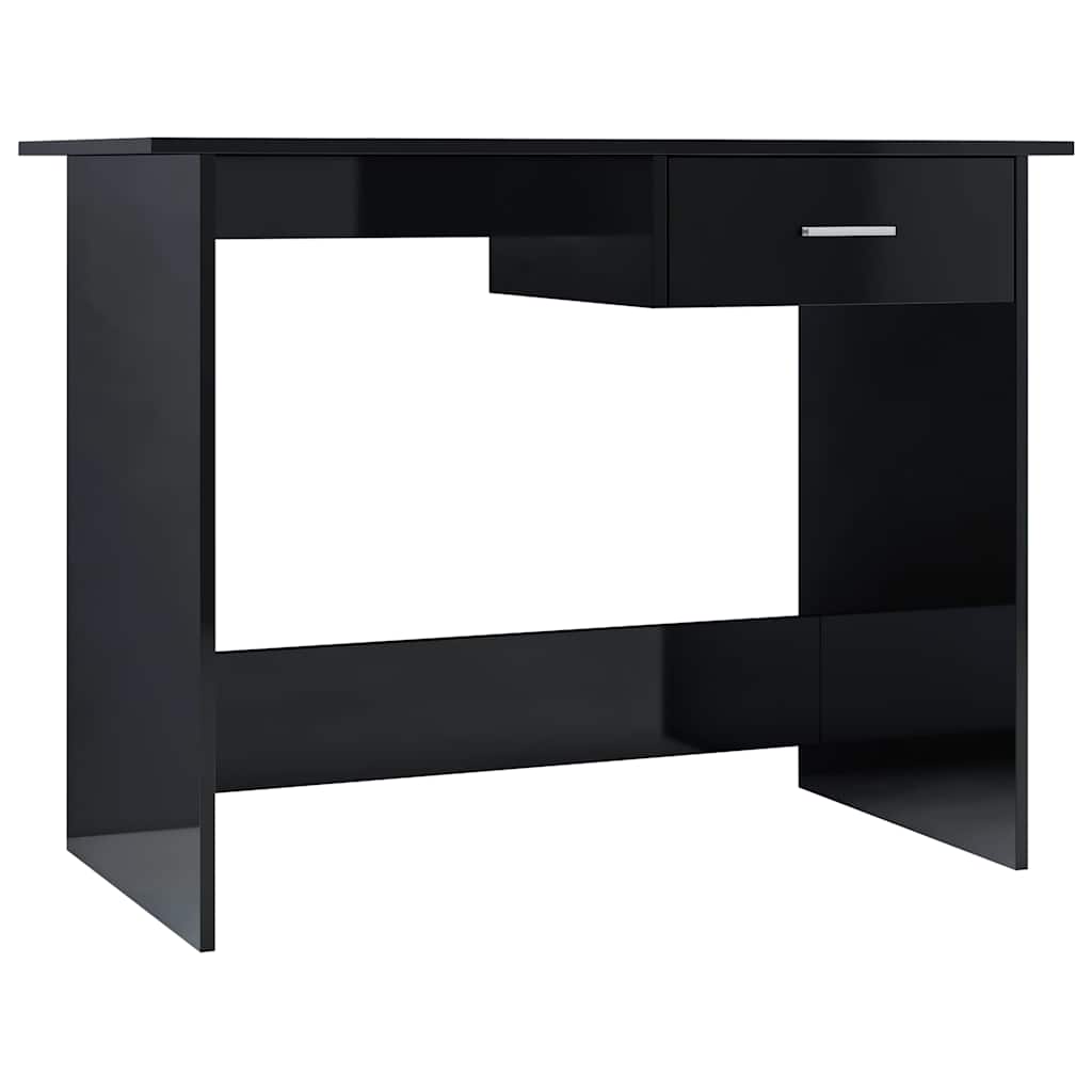 Desk High Gloss Black 100x50x76 cm Engineered Wood