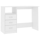 Desk with Drawers White 110x50x76 cm Engineered Wood - Front View