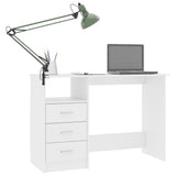 Desk with Drawers White 110x50x76 cm Engineered Wood