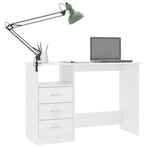Desk with Drawers White 110x50x76 cm Engineered Wood
