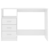 Desk with Drawers White 110x50x76 cm Engineered Wood - Top-Down View