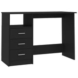 Desk with Drawers Black 110x50x76 cm Engineered Wood - Front View