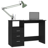 Desk with Drawers Black 110x50x76 cm Engineered Wood - Side View