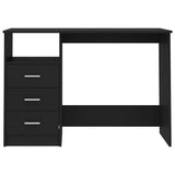 Desk with Drawers Black 110x50x76 cm Engineered Wood - Top-Down View