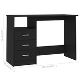 Desk with Drawers Black 110x50x76 cm Engineered Wood - Rear View