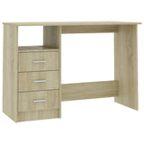 Desk with Drawers Sonoma Oak 110x50x76 cm Engineered Wood - Front View