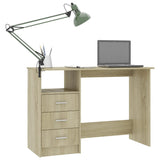 Desk with Drawers Sonoma Oak 110x50x76 cm Engineered Wood - Side View