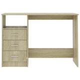Desk with Drawers Sonoma Oak 110x50x76 cm Engineered Wood - Top-Down View