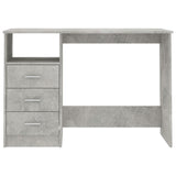 Desk with Drawers Concrete Grey 110x50x76 cm Engineered Wood - Top-Down View
