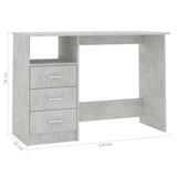 Desk with Drawers Concrete Grey 110x50x76 cm Engineered Wood - Rear View