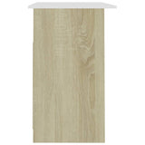 Desk with Drawers White and Sonoma Oak 110x50x76 cm Engineered Wood