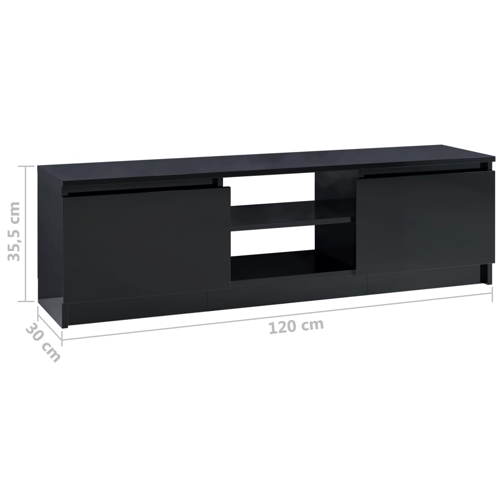 TV Cabinet High Gloss Black 120x30x35.5 cm Engineered Wood