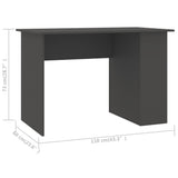 Desk Grey 110x60x73 cm Engineered Wood - Low Angle