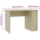 Desk Sonoma Oak 110x60x73 cm Engineered Wood - Rear View