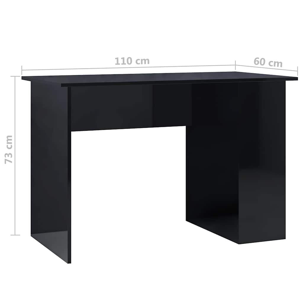 Desk High Gloss Black 110x60x73 cm Engineered Wood