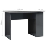 Desk High Gloss Grey 110x60x73 cm Engineered Wood - Rear View