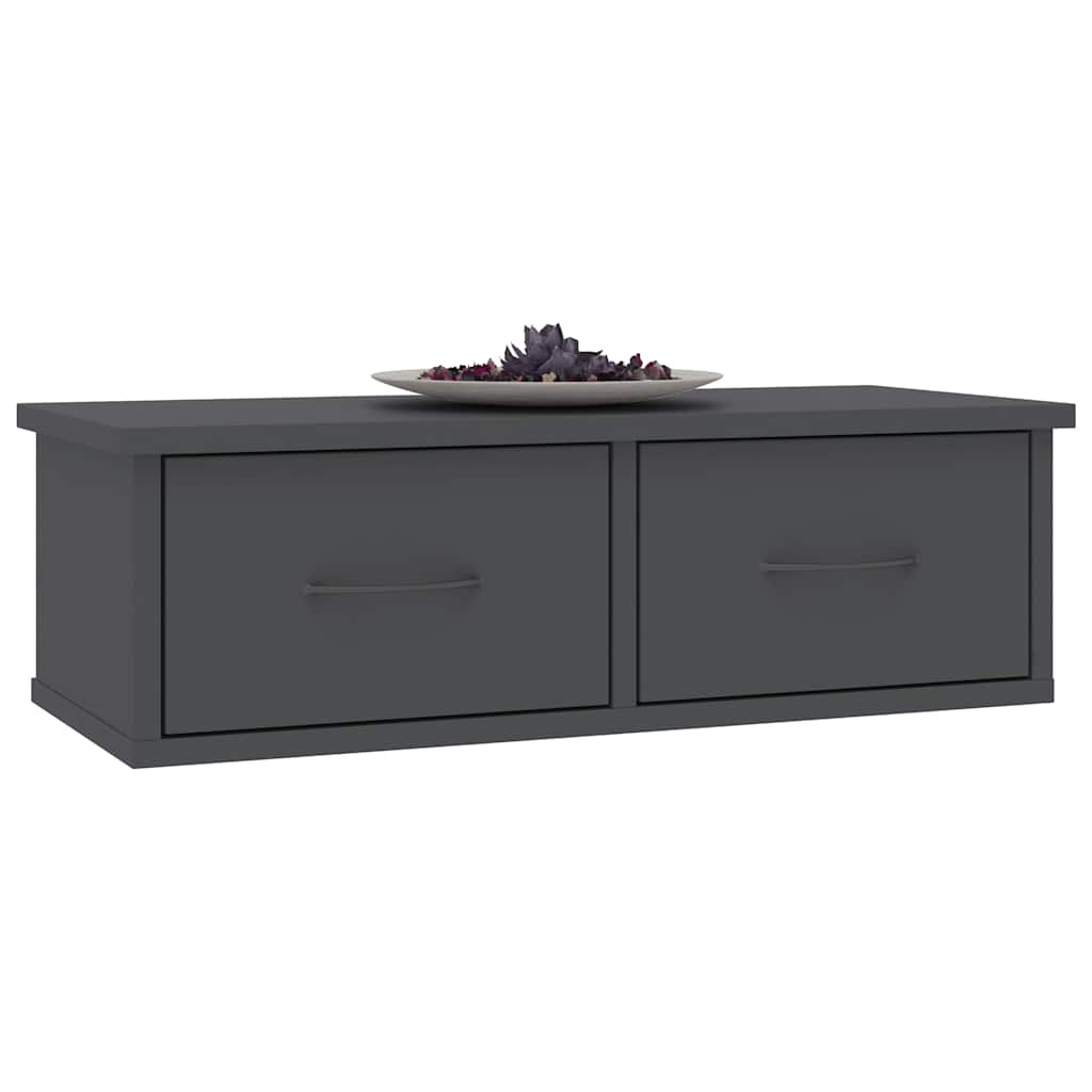Wall-mounted Drawer Shelf Grey 60x26x18.5 cm Engineered Wood