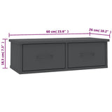 Wall-mounted Drawer Shelf Grey 60x26x18.5 cm Engineered Wood - Close-Up Angle