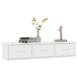 Wall-mounted Drawer Shelf White 88x26x18.5 cm Engineered Wood - Side View