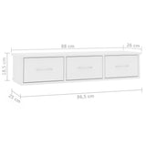 Wall-mounted Drawer Shelf White 88x26x18.5 cm Engineered Wood - Close-Up Angle