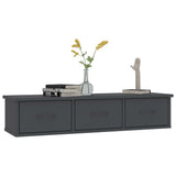 Wall-mounted Drawer Shelf Grey 88x26x18.5 cm Engineered Wood - Side View