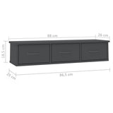 Wall-mounted Drawer Shelf Grey 88x26x18.5 cm Engineered Wood - Close-Up Angle